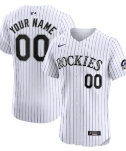 Colorado RockiesHome Elite Custom Jersey  White
