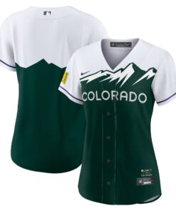 Colorado RockiesWomen_s City Connect Replica Team Jersey  WhiteForest Green