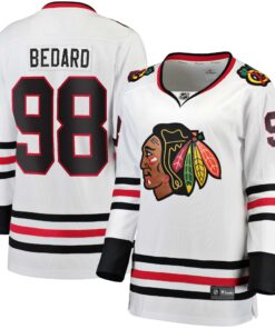 Connor Bedard Chicago Blackhawks Fanatics Women_s Away Premier Breakaway Player Jersey  White