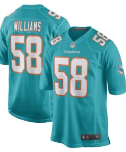 Connor Williams Miami Dolphins  Game Player Jersey  Aqua