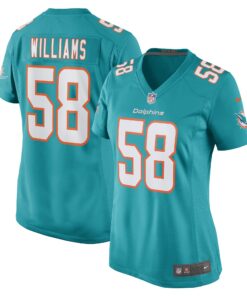 Connor Williams Miami Dolphins  Women_s Game Player Jersey  Aqua