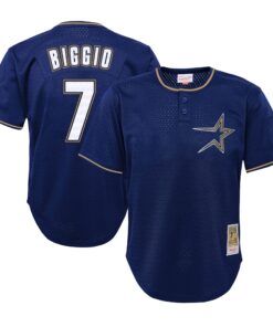 Craig Biggio Houston Astros Mitchell amp Ness Youth Cooperstown CollectionnbspMesh Batting Practice Jersey  Navy