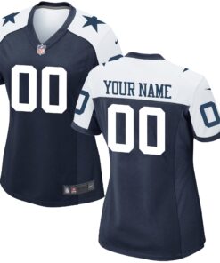 Dallas Cowboys  Women_s Alternate Custom Game Jersey  Navy