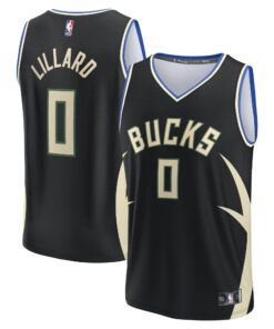 Damian Lillard Milwaukee Bucks Fanatics Youth Fast Break Player Jersey - Statement Edition - Black