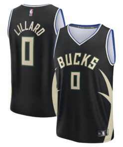 Damian Lillard Milwaukee Bucks Fanatics Youth Fast Break Replica Player Jersey - Statement Edition - Black