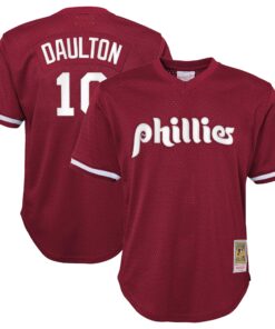 Darren Daulton Philadelphia Phillies Mitchell amp Ness Youth Cooperstown CollectionnbspMesh Batting Practice Jersey  Burgundy