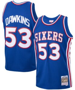 Darryl Dawkins Philadelphia 76ers Mitchell &amp Ness 197677 Hardwood Classics Swingman Jersey - Royal