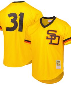 Dave Winfield San Diego Padres Mitchell amp Ness Cooperstown Collection Mesh Batting Practice Jersey  Gold