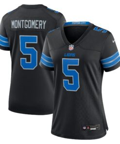 David Montgomery Detroit Lions  Women_s 2nd Alternate Game Jersey  Black