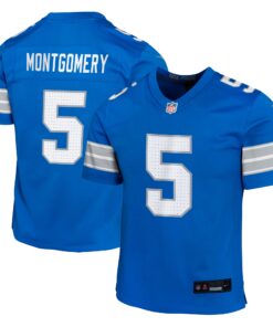 David Montgomery Detroit Lions  Youth Team Player Game Jersey  Blue