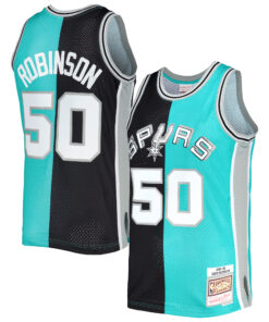 David Robinson San Antonio Spurs Mitchell &amp Ness Hardwood Classics 199899 Split Swingman Jersey - BlackTeal