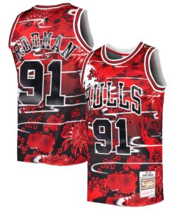 Dennis Rodman Chicago Bulls Mitchell &amp Ness 199798 Hardwood Classics Lunar New Year Swingman Jersey - Red