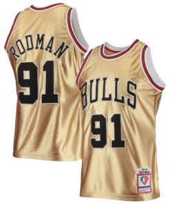 Dennis Rodman Chicago Bulls Mitchell &amp Ness 75th Anniversary 199798 Hardwood Classics Swingman Jersey - Gold