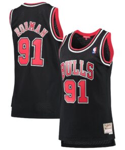 Dennis Rodman Chicago Bulls Mitchell &amp Ness Women's  Hardwood Classics Swingman Jersey - Black