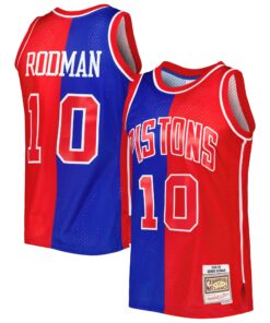 Dennis Rodman Detroit Pistons Mitchell &amp Ness Hardwood Classics 198889 Split Swingman Jersey - BlueRed