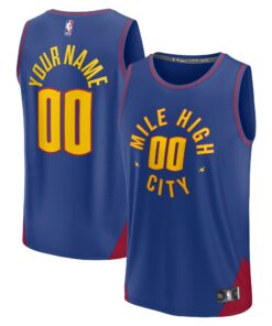  Denver Nuggets Fanatics 202223 Fast Break Custom Replica Jersey - Blue - Statement Edition