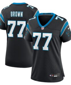 Deonte Brown Carolina Panthers  Women_s Team Game Jersey  Black