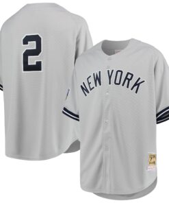 Derek Jeter New York Yankees Mitchell amp Ness 1998 Cooperstown Collection Road Authentic Jersey  Gray