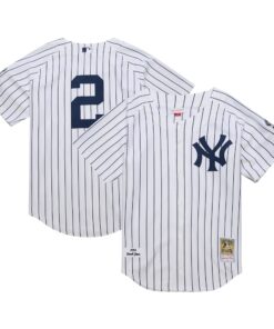 Derek Jeter New York Yankees Mitchell amp Ness 2014 Cooperstown Collection Authentic Throwback Jersey  White
