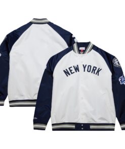 Derek Jeter New York Yankees Mitchell amp Ness Cooperstown Collection Legends Lightweight Satin Raglan FullSnap Jacket  WhiteNavy