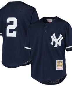 Derek Jeter New York Yankees Mitchell amp Ness Youth Cooperstown Collection Mesh Batting Practice Jersey  Navy