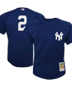 Derek Jeter New York Yankees Mitchell amp Ness Youth Team Cooperstown Collection Mesh Batting Practice Jersey  Navy
