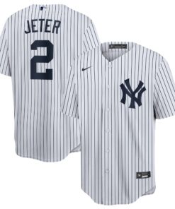 Derek Jeter New York YankeesHome Replica Player Name Jersey  WhiteNavy