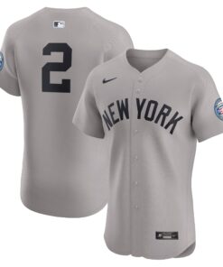 Derek Jeter New York YankeesRoad 2020 Hall of Fame Induction Patch Elite Player Jersey  Gray