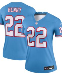 Derrick Henry Tennessee Titans  Women_s Oilers Throwback Legend Jersey  Light Blue