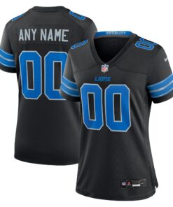Detroit Lions  Women_s Alternate Custom Game Jersey  Black
