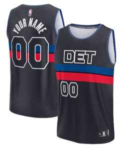 Detroit Pistons Fanatics Fast Break Custom Jersey - Charcoal - Statement Edition