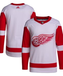 Detroit Red Wings Men_s Away Primegreen Authentic Jersey  White