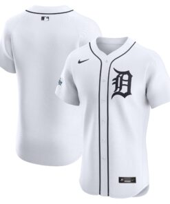 Detroit TigersHome Elite Patch Jersey  White