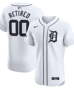 Detroit TigersHome Elite PickAPlayer Retired Roster Patch Jersey  White