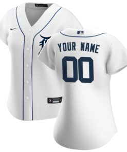 Detroit TigersWomen_s Home Replica Custom Jersey  White