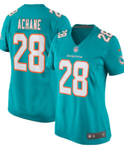 Devon Achane Miami Dolphins  Women_s Player Game Jersey  Aqua