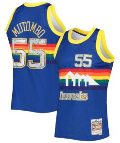 Dikembe Mutombo Denver Nuggets Mitchell &amp Ness 199697 Hardwood Classics NBA 75th Anniversary Diamond Swingman Jersey - Royal