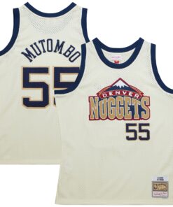 Dikembe Mutombo Denver Nuggets Mitchell &amp Ness Chainstitch Swingman Jersey - Cream
