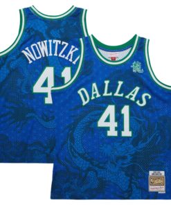 Dirk Nowitzki Dallas Mavericks Mitchell &amp Ness 1998-2019 Hardwood Classics Asian Heritage 6.0 Swingman Throwback Player Jersey - Blue