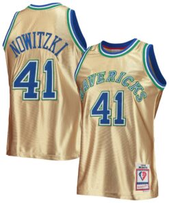 Dirk Nowitzki Dallas Mavericks Mitchell &amp Ness 75th Anniversary 199899 Hardwood Classics Swingman Jersey - Gold