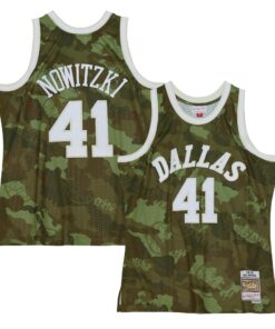 Dirk Nowitzki Dallas Mavericks Mitchell &amp Ness Hardwood Classics 199899 Ghost Green Swingman Jersey - Camo