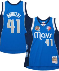 Dirk Nowitzki Dallas Mavericks Mitchell &amp Ness Unisex Hall of Fame Class of 2023 Throwback Swingman Jersey - Blue