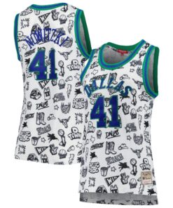 Dirk Nowitzki Dallas Mavericks Mitchell &amp Ness Women's 1998 Doodle Swingman Jersey - White