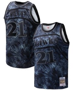 Dominique Wilkins Atlanta Hawks Mitchell &amp Ness Hardwood Classics 198687 Tie-Dye Swingman Jersey - Black
