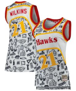 Dominique Wilkins Atlanta Hawks Mitchell &amp Ness Women's 1986 Doodle Swingman Jersey - White