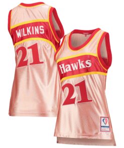 Dominique Wilkins Atlanta Hawks Mitchell &amp Ness Women's 75th Anniversary Rose Gold 1986 Swingman Jersey - Pink
