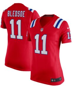 Drew Bledsoe New England Patriots  Women_s Retired Game Jersey  Red