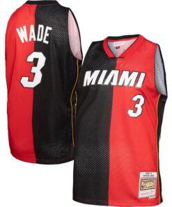 Dwyane Wade Miami Heat Mitchell &amp Ness Hardwood Classics 200506 Split Swingman Jersey - BlackRed