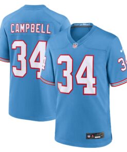 Earl Campbell Tennessee Titans  Oilers Throwback Retired Player Game Jersey  Light Blue
