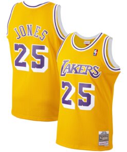 Ed Jones Los Angeles Lakers Mitchell &amp Ness 199495 Hardwood Classics Swingman Jersey - Gold
